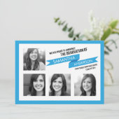 Vet banner Afstuderen nodigt blauw uit Kaart (Staand voorkant)