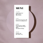 Vet Basic Zwart Wit Modern Minimalistisch diner Menu<br><div class="desc">Vet Typografie Zwart-wit Modern Minimalistisch Bruiloft Diner Menu</div>