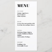 Vet Basic Zwart Wit Modern Minimalistisch diner Menu (Voorkant)