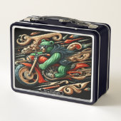 Vet Beer rijdt op een motorfiets met stijl (Achterkant)