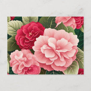 Vet Begonia blad en bloem patroon Briefkaart