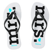 Vet belettering (blauw) bruid teenslippers (Voetbed)