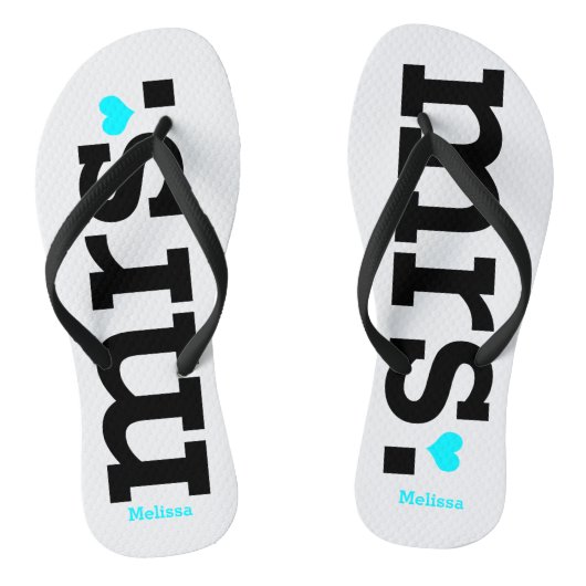Vet belettering (blauw) bruid teenslippers (Voetbed)
