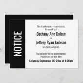 Vet bericht, Uitgestelde bruiloft aankondiging (Voorkant / Achterkant)