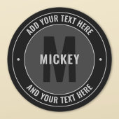 Vet bewerkbare tekst en monogram | Zwart-grijs Labels