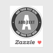 Vet bewerkbare tekst en monogram | Zwart-grijs Sticker (Vel)