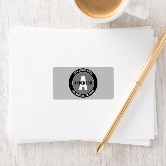 Vet bewerkbare tekst en monogram | Zwart wit en gr Etiket (Insitu)