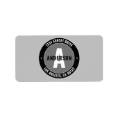 Vet bewerkbare tekst en monogram | Zwart wit en gr Etiket (Voorkant)