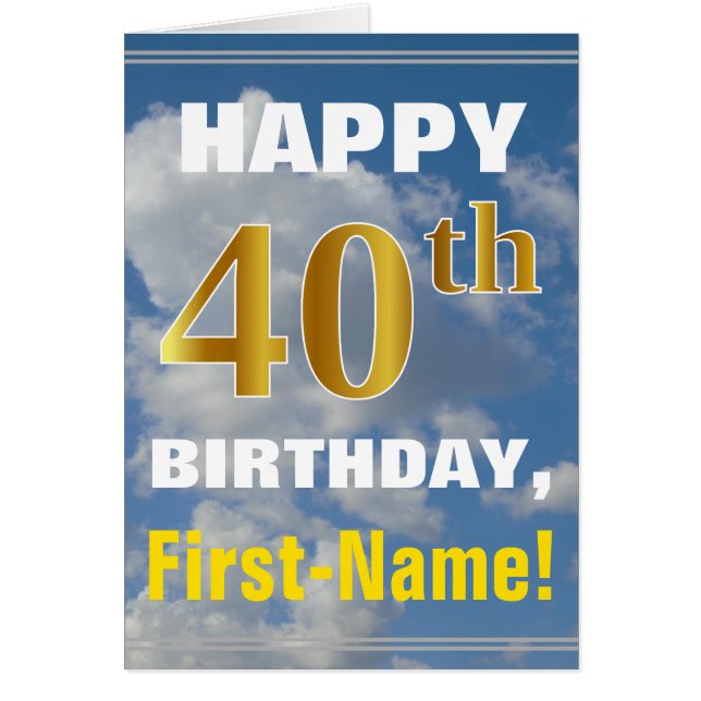 Vet, Bewolkte Hemel, Faux Gold 40ste Verjaardag +  (Voorkant)