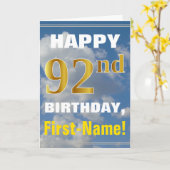 Vet, Bewolkte Hemel, Faux Gold 92e Verjaardag + Na Kaart (Gele Bloem)