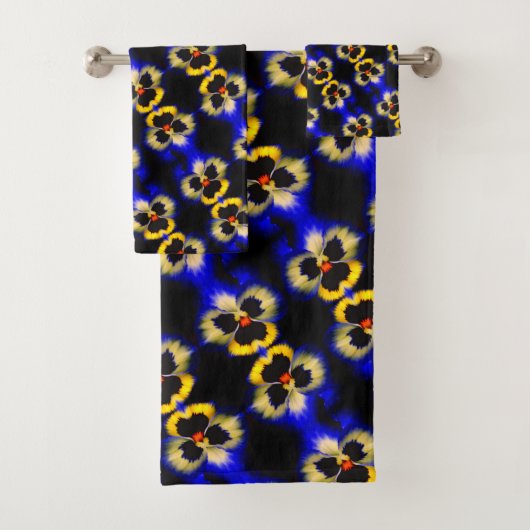 Vet blauw Abstract patroon met blauw bladerblok Bad Handdoek (Insitu)