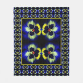 Vet blauw Abstract patroon met blauw bladerblok Fleece Deken (Voorkant)