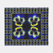 Vet blauw Abstract patroon met blauw bladerblok Fleece Deken (Voorkant (Horizontaal))