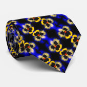 Vet blauw Abstract patroon met blauw bladerblok Stropdas (Opgerold)