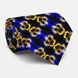 Vet blauw Abstract patroon met blauw bladerblok Stropdas