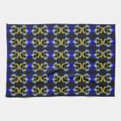 Vet blauw Abstract patroon met blauw bladerblok Theedoek (Horizontaal)
