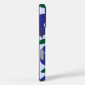 Vet Blauw Abstract Retro Bloempatroon Case-Mate iPhone Case (Achterkant / Rechts)