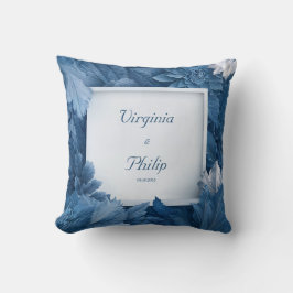 Vet Blauw Bloemen Botanische bruiloft Kussen