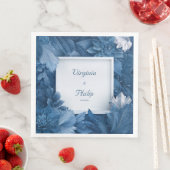 Vet Blauw Bloemen Botanische bruiloft servetten (Insitu)