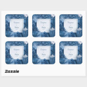 Vet Blauw Bloemen Botanische bruiloft Vierkante Sticker (Vel)