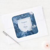 Vet Blauw Bloemen Botanische bruiloft Vierkante Sticker (Envelop)