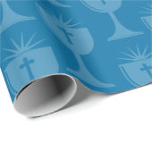 Vet Blauw Communie Cup Eerste Heilige Communie Cadeaupapier (Rol Hoek)