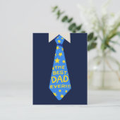Vet blauw en geel "Beste vader ooit" Vaderdag Briefkaart (Staand voorkant)