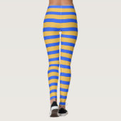 Vet Blauw en Goud Horizontale Strepen Patroon Leggings (Achterkant)