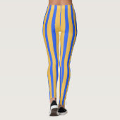 Vet Blauw en Goud Verticaal Stripes Patroon Leggings (Achterkant)