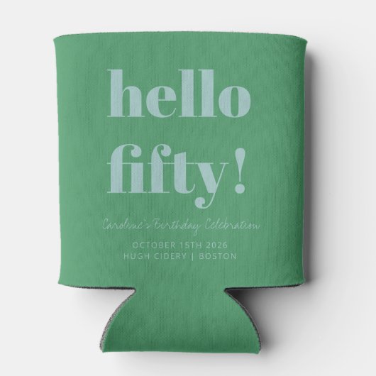 Vet Blauw en Groene Moderne 50e verjaardag Aangepa Blikjeskoeler (Achterkant)