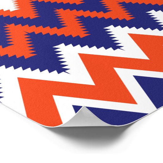 Vet blauw en Oranje tribaal Chevron Pattern Poster (Hoek)