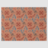 Vet blauw en rood blad patroon decoupage tissuepapier (Voorkant)