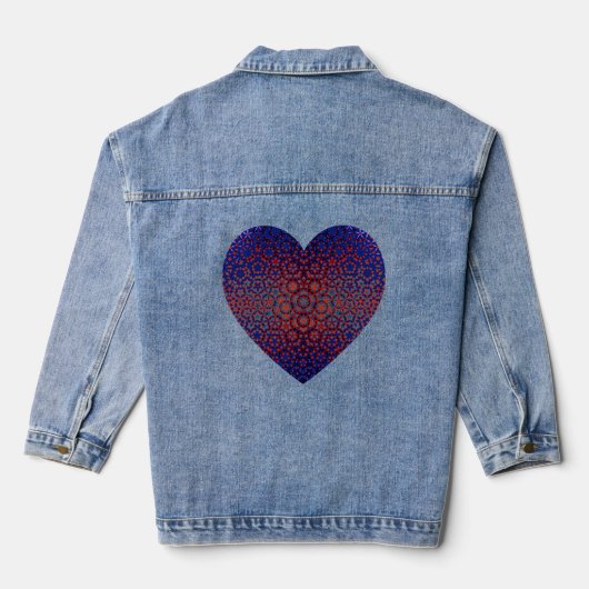 Vet blauw en rood patroon jeans denim jacket (Achterkant)