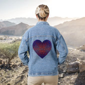 Vet blauw en rood patroon jeans denim jacket