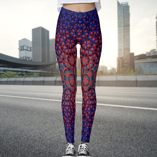 Vet blauw en rood patroon Leggings