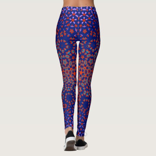 Vet blauw en rood patroon Leggings (Achterkant)