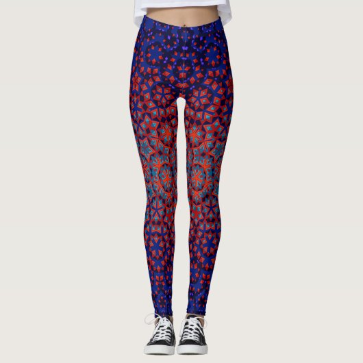Vet blauw en rood patroon Leggings (Voorkant)