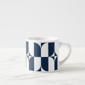 Vet blauw en wit Mid-Century Modern Geometric E Espresso Kop (Rechts)