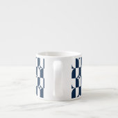 Vet blauw en wit Mid-Century Modern Geometric Espresso Kop (Achterkant)
