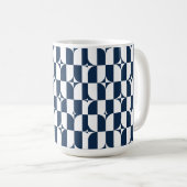Vet blauw en wit Mid-Century Modern Geometric L Koffiemok (Voorkant rechts)
