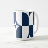 Vet blauw en wit Mid-Century Modern Geometric L Koffiemok (Voorkant rechts)