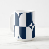 Vet blauw en wit Mid-Century Modern Geometric L Koffiemok (Voorkant links)