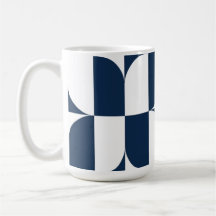 Vet blauw en wit Mid-Century Modern Geometric L