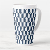 Vet blauw en wit Mid-Century Modern Geometric Latte Mok (Rechterhoek)