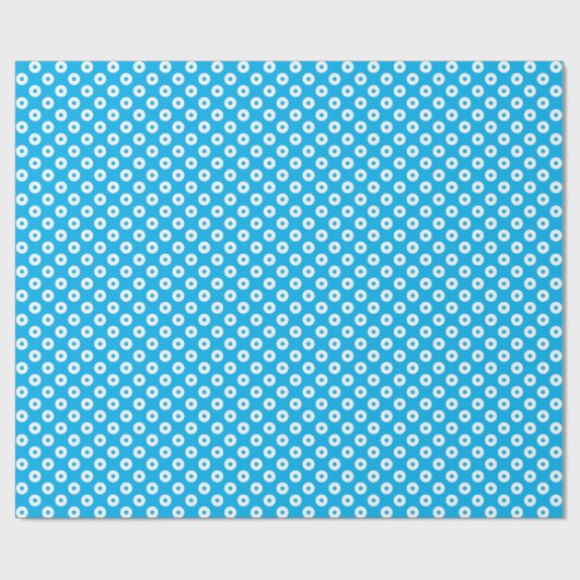 Vet Blauw en Wit Polka Dots Inpakpapier (Vlak)