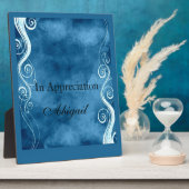 Vet Blauw en Witte Curls Zwemelen Monogram Fotoplaat (Zijkant)