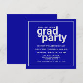 Vet Blauw en Zilvergrijs Modern Basic Afstudeerder Kaart (Voorkant / Achterkant)