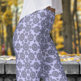 Vet blauw en zwart cirkelvormig stampatroon leggings