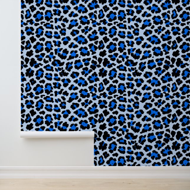 Vet Blauw en Zwart Punk Luipaard Print jaren 80 Behang (Applicatie)