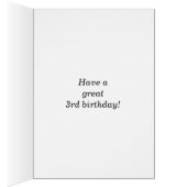 Vet, blauw, Faux Gold 3rd Birthday met naam Kaart (Binnen (Rechts))